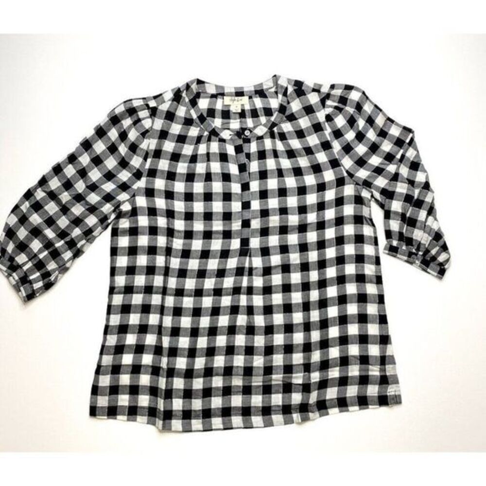 Style & CoBlack White Buffalo Plaid Shirt Metallic Threads sz Large NEW - Picture 3 of 9